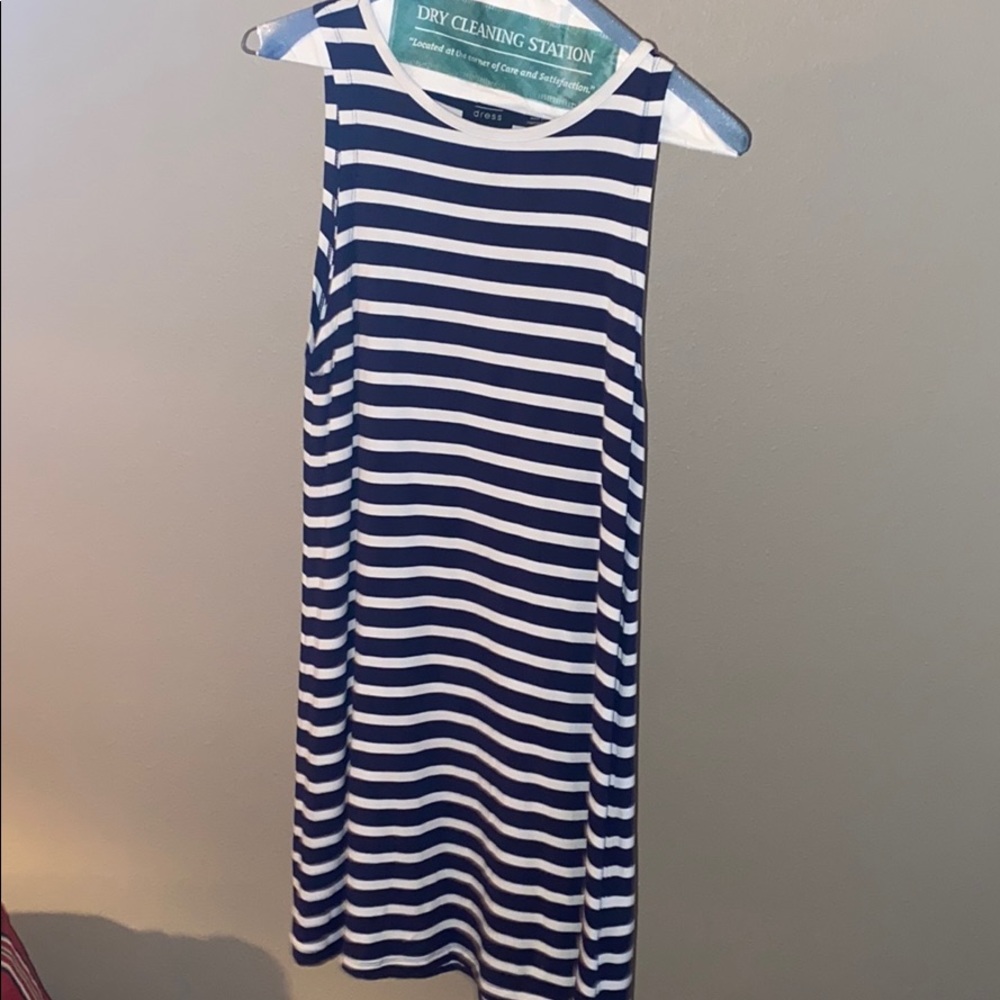 “press dress”, extremely soft, navy & white